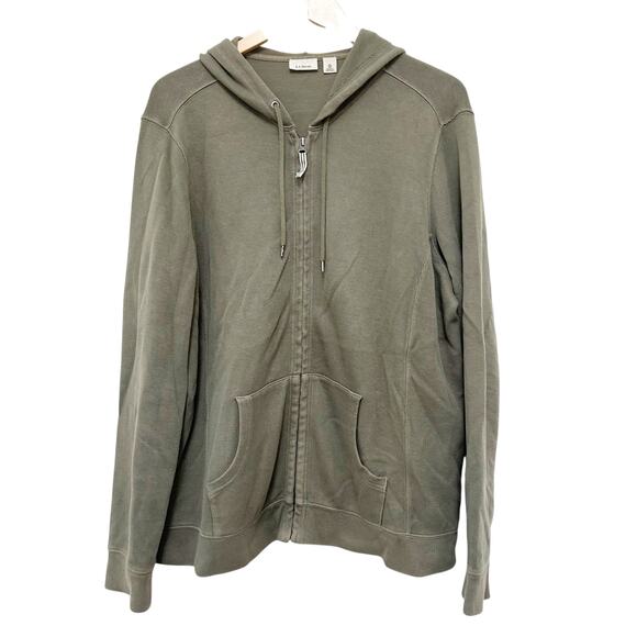 L.L. Bean Tops - LL Bean Green Full Zip Hoodie Sz L